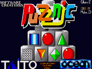 Puzznic title screen for Amiga